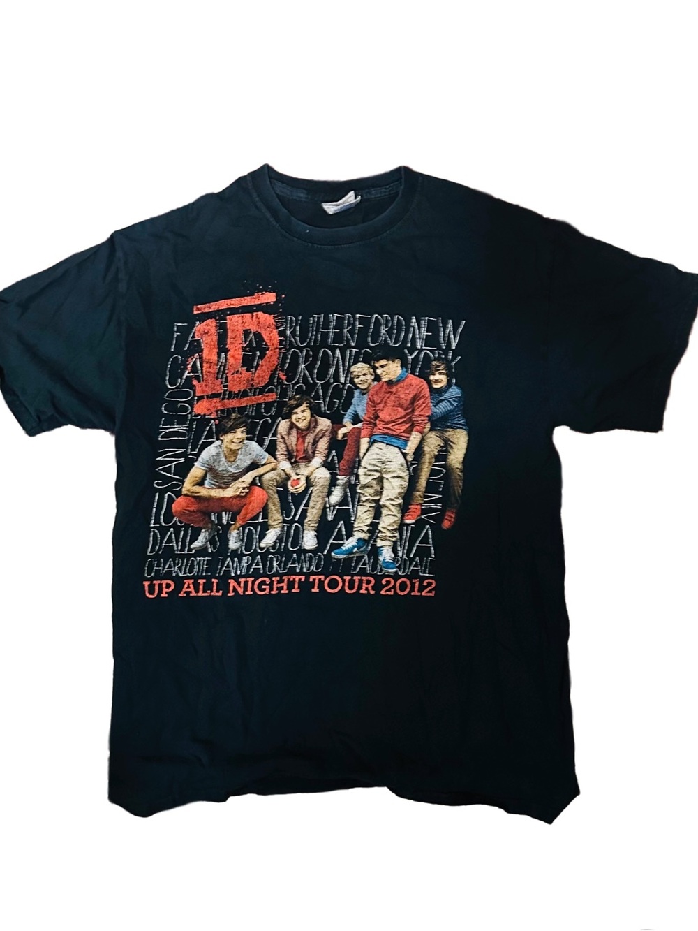 1D Black Short-Sleeve Up All Night Tour Graphic Tee with Red Accents